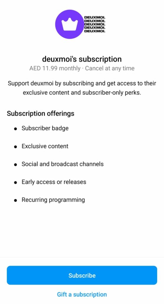 What you get with the Instagram’s Subscriptions feature 
